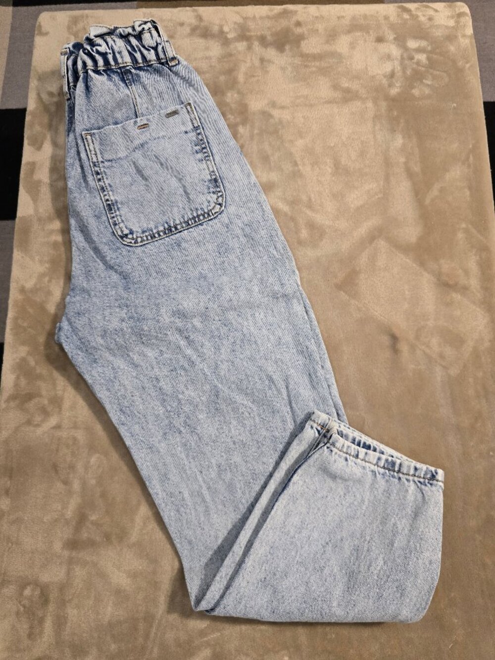 Zara Light Wash Acid Wash High Rise Paperbag Mom Jeans - Size US 2 / EUR 34